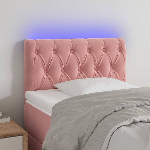 vidaXL Čelo postele s LED ružové 80x7x78/88 cm zamat
