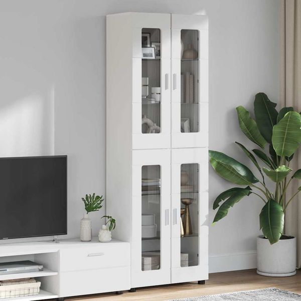 vidaXL Highboard FLORIN Biela 60 x 35 x 182 cm Kompozitné drevo