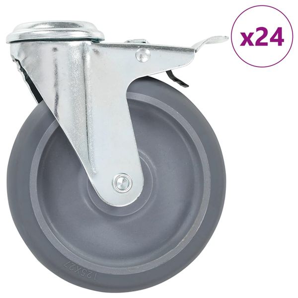 vidaXL Otočné kolieska s otvorom na skrutku 24 ks 125 mm