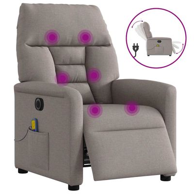 vidaXL Elektrické sklápacie masážne kreslo sivohnedé látka