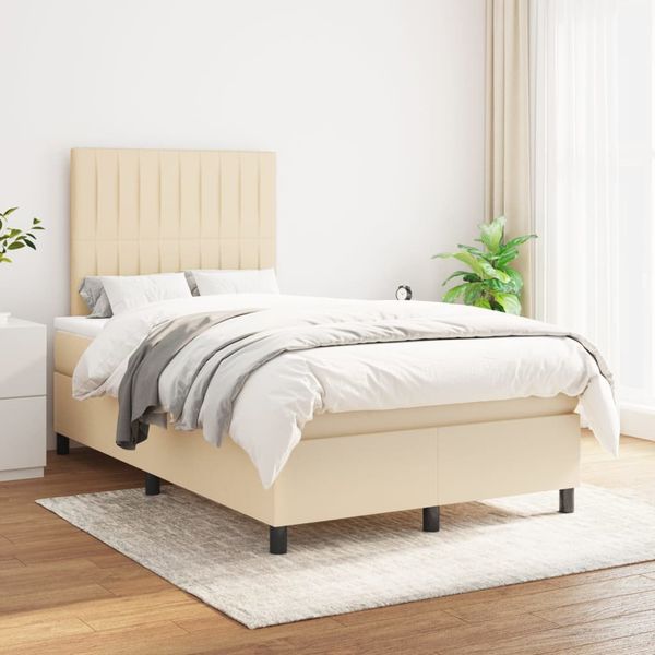vidaXL Boxspring posteľ s matracom krémový 120x200 cm látka