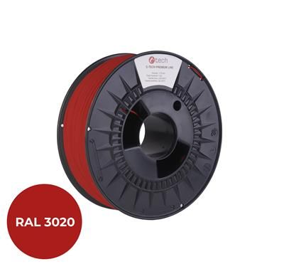 Tlačová struna (filament) C-TECH PREMIUM LINE, PLA, dopravná červená, RAL3020, 1,75mm, 1kg