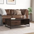vidaXL Konferenčný stolík hnedý dub 90x57x35 cm kompozit. drevo a kov