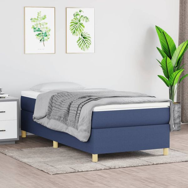 vidaXL Posteľný rám boxsping s matracom modrý 80x200 cm látka