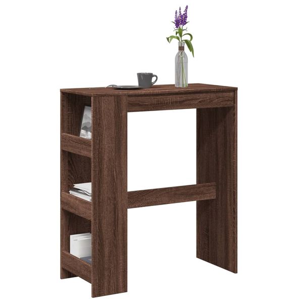 vidaXL Barový stôl s policami hnedý dub 90x40x103,5cm kompozitné drevo