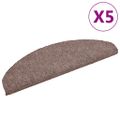 vidaXL Schodové rohože, samolepiace, 5 ks, 65x21x4 cm, svetlohnedé, polkruhové, veľké