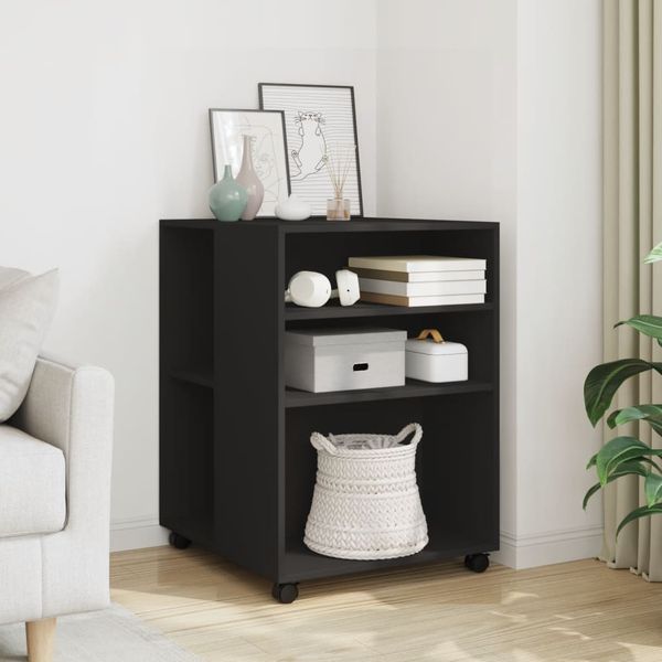 vidaXL Príručný stolík a kolieska čierny 55x60x78 cm kompozitné drevo