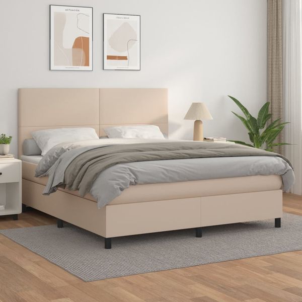 vidaXL Boxspring posteľ s matracom kapučínová 160x200 cm umelá koža