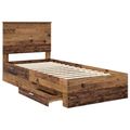 vidaXL Rám postele Staré drevo 90 x 200 cm Kompozitné drevo