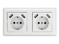 2-Way Wall Socket with 4 x USB Type-A Ch