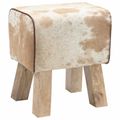 vidaXL lavička 40 x 30 x 45 cm Skutočná koža Hnedá a biela