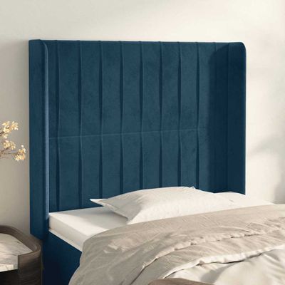 vidaXL Čelo postele so záhybmi tmavomodrá 103x16x118/128 cm zamat