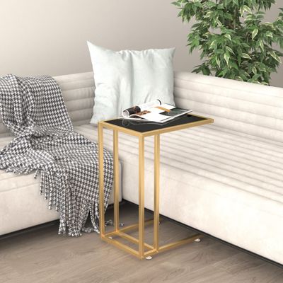vidaXL Počítačový bočný stolík čierny 50x35x65 cm tvrdené sklo