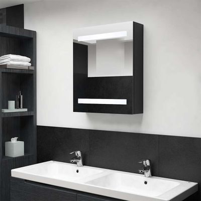 vidaXL LED kúpeľňová zrkadlová skrinka čierna 50x14x60 cm
