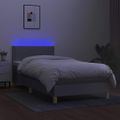 vidaXL Posteľ boxsping s matracom a LED bledosivá 90x200 cm látka