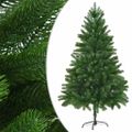 vidaXL Osvetlený umelý vianočný stromček s guľami 180 cm, zelený