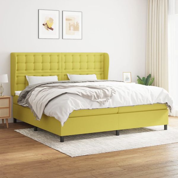 vidaXL Boxspring posteľ s matracom zelená 200x200 cm látka