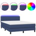 vidaXL Posteľ boxsping s matracom a LED modrá 140x200 cm látka