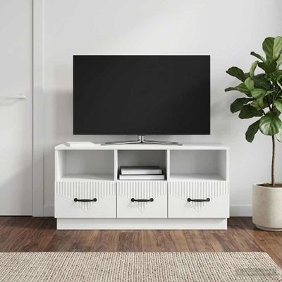 vidaXL TV skrinka Biela s vysokým leskom 102 x 34,5 x 47 cm