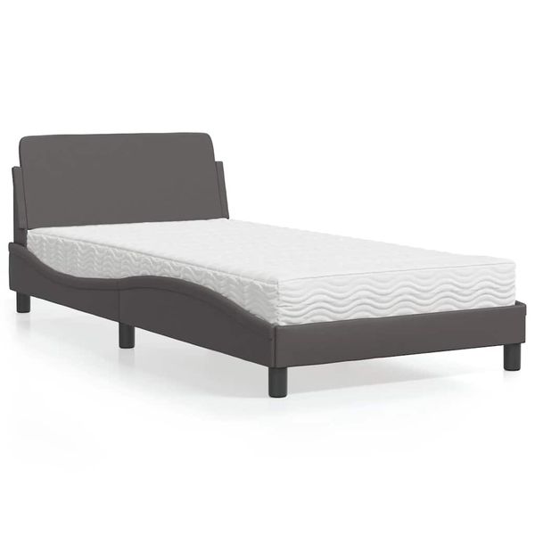 vidaXL Posteľ s matracom Dover sivá 100x200 cm umelá koža