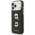 Karl Lagerfeld FW Zrnitý Karl & Choupette hlavičky špendlíky a logo obal pre iPhone 17 Pro Max čierna
