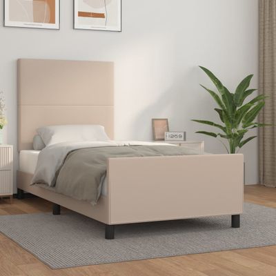 vidaXL Posteľný rám s čelom kapučínový 90x200 cm umelá koža