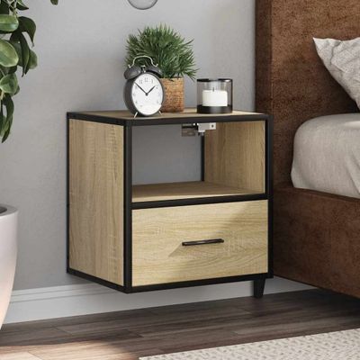 vidaXL Nástenné nočné stolíky 2 ks dub sonoma 40x31x39,5 cm