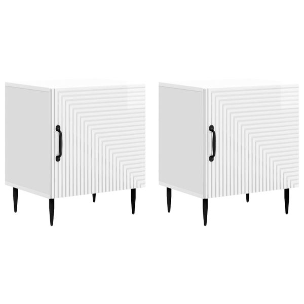 vidaXL Nočný stolík 2 pcs Biela s vysokým leskom 43 x 34,5 x 50 cm