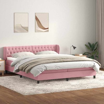 vidaXL Posteľný rám boxsping s matracmi ružová 200x220 cm zamat