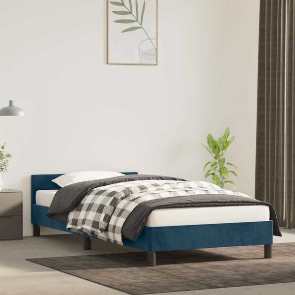 vidaXL Posteľ bez matraca tmavomodrá 90x190 cm zamat