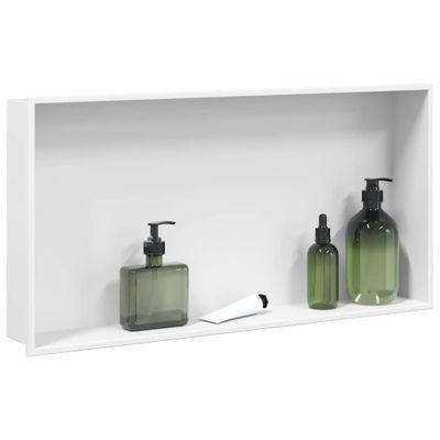 vidaXL Výklenok do sprchy matná biela 32x32x9 cm nerezová oceľ