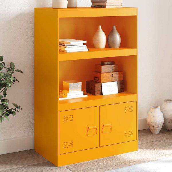 vidaXL Komoda horčicovožltá 67x39x107 cm oceľ