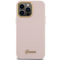 Guess Case for iPhone 15 Pro 6.1" GUHCP15LSMBSLP Pink HC SILICONE SCRIPT METAL LOGO & FRAME