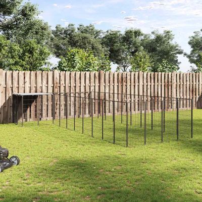 vidaXL Koterec pre psy čierny 13,31 m² oceľ
