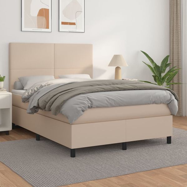 vidaXL Boxspring posteľ s matracom kapučínová 140x190 cm umelá koža