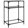 vidaXL Konzolový stolík s čiernou sklenenou doskou 60x35x81 cm oceľ