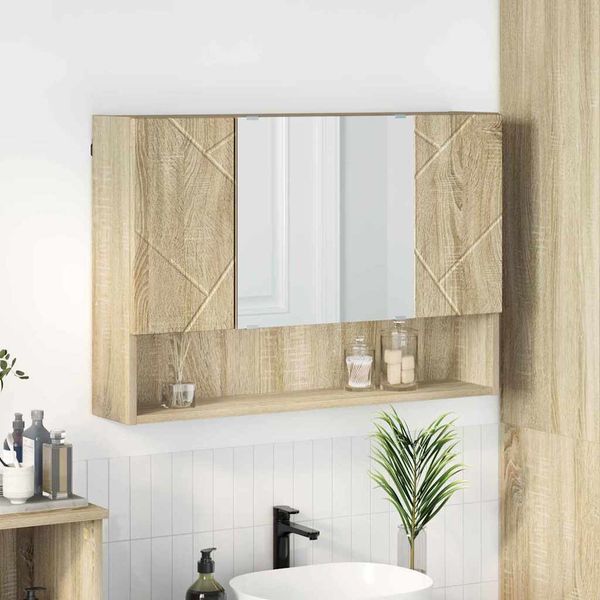 vidaXL Zrkadlová skrinka Sonoma dub 80 x 17 x 55 cm Kompozitné drevo