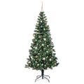 vidaXL Umelý predsvietený vianočný stromček Zelená 210 cm PVC a kov