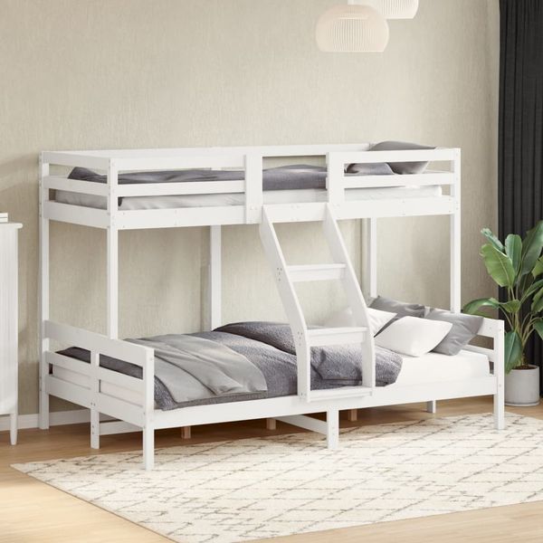 vidaXL Poschodová posteľ 80x200/120x200 cm biela masívna borovica