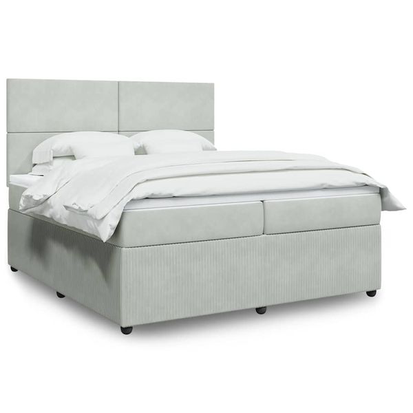 vidaXL Posteľný rám boxsping s matracom bledosivý 200x200 cm zamat