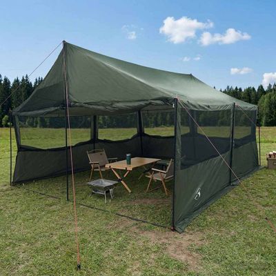 vidaXL Rodinný stan Armádna zelená 600 x 400 x 268 cm Polyester a oceľ