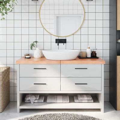 vidaXL Kúpeľňová doska bledohnedá 140x50x(2-6) cm ošetrený masív