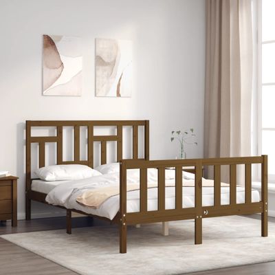 vidaXL Posteľný rám s čelom medovohnedý 140x200 cm masívne drevo