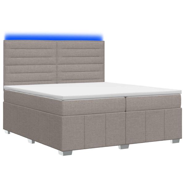 vidaXL LED boxspring posteľ s matracom Sivohnedá 200 x 200 cm Látka