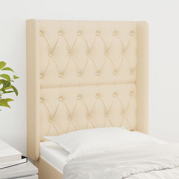 vidaXL Čelo postele so záhybmi krémové 83x16x118/128 cm látka