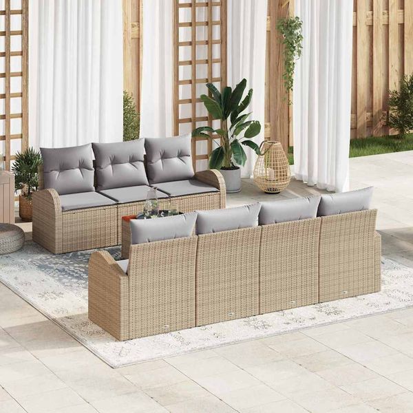 vidaXL Súprava záhradných pohoviek 8 pcs Beige a svetlo šedá polyratan