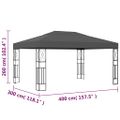 vidaXL Altánok 3x4 m, antracitový, látka