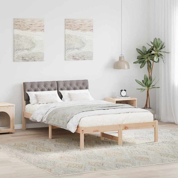 vidaXL Rám postele Hnedá a taupe 120 x 190 cm Borovicový masív