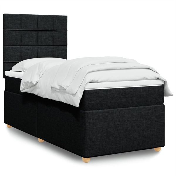 vidaXL Posteľný rám boxspring s matracom čierny 80x200 cm látka