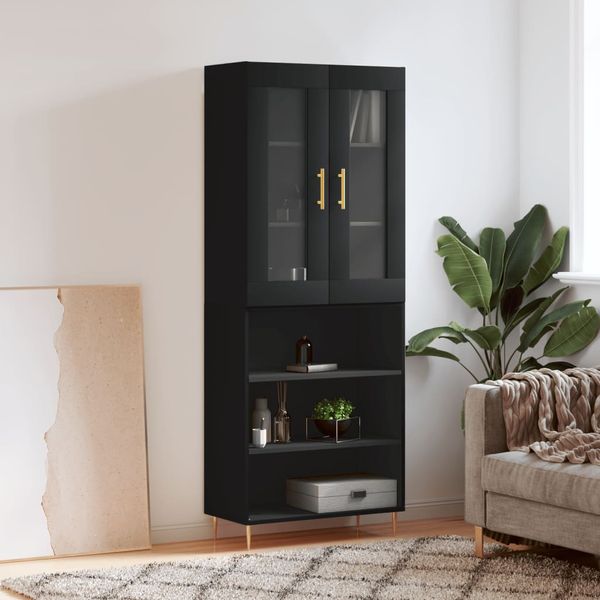 vidaXL Vysoká skrinka čierna 69,5x34x180 cm spracované drevo